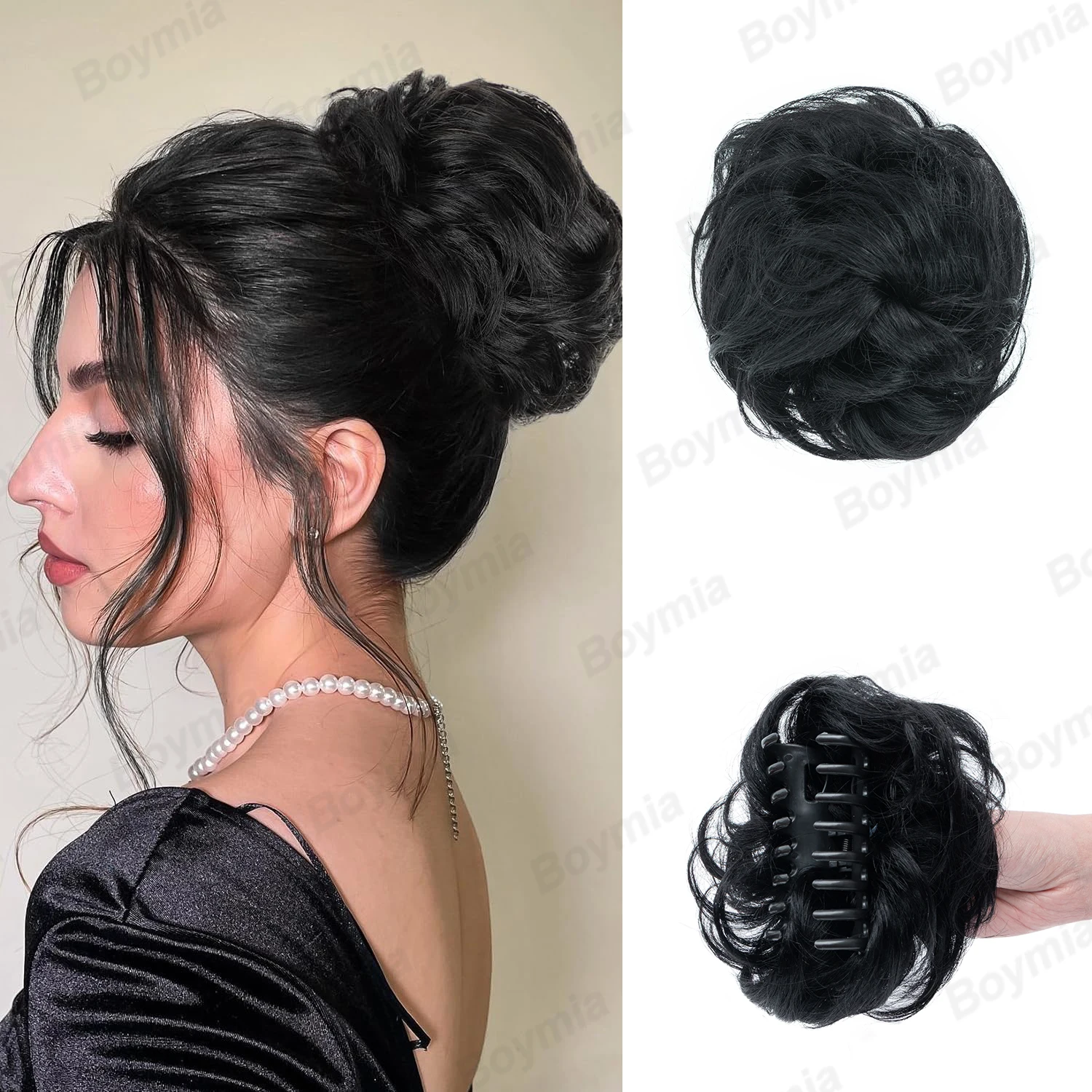 

Грязный пучок для волос, пучок из человеческих волос, волнистый вьющийся шиньон, взлохмаченная прическа, заколки для волос, резинки для волос в булочке для повседневного ношения