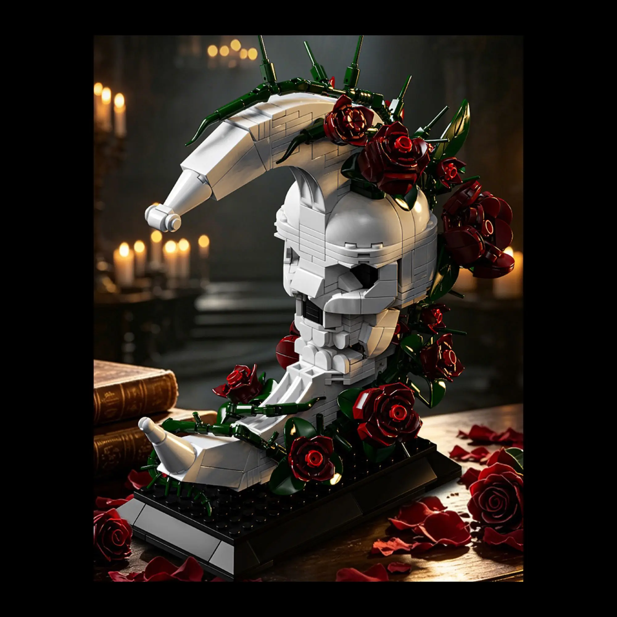 

606pcs Skull Moon Rose Building Blocks Desktop Decoration MOC Gothic Style Skeleton Model Bricks Toys for Adults Halloween Gifts