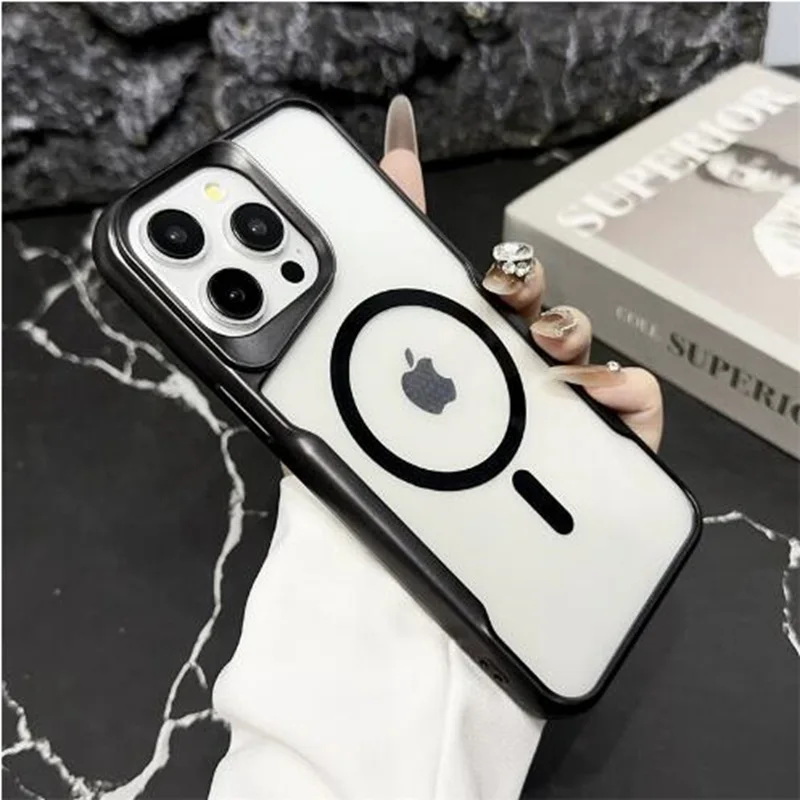 

Electroplated Matte Clear Magnetic Magsafe Phone Case for iPhone 15 14 13 12 11 Plus Pro Max Wireless Charge Back Cover