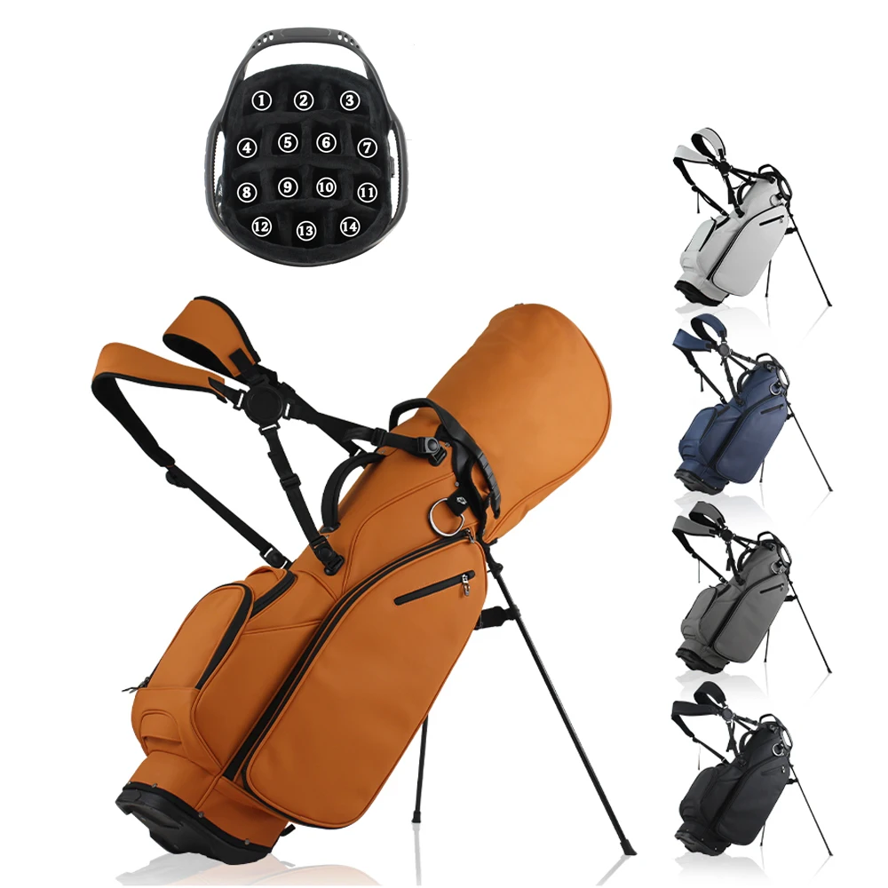 

14 Way Full Length Dividers Golf Stand Bag, Tour Grade Durable Synthetic Leather Golf Club Bag, Adjustable Double Shoulder Strap