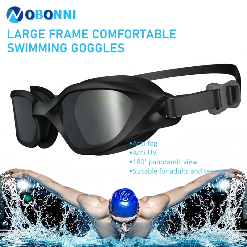 Bayer-Gafas de natación HD de alta calidad para adultos y niños, lentes antivaho, Anti-UV, Marco grande, de silicona suave, para piscina