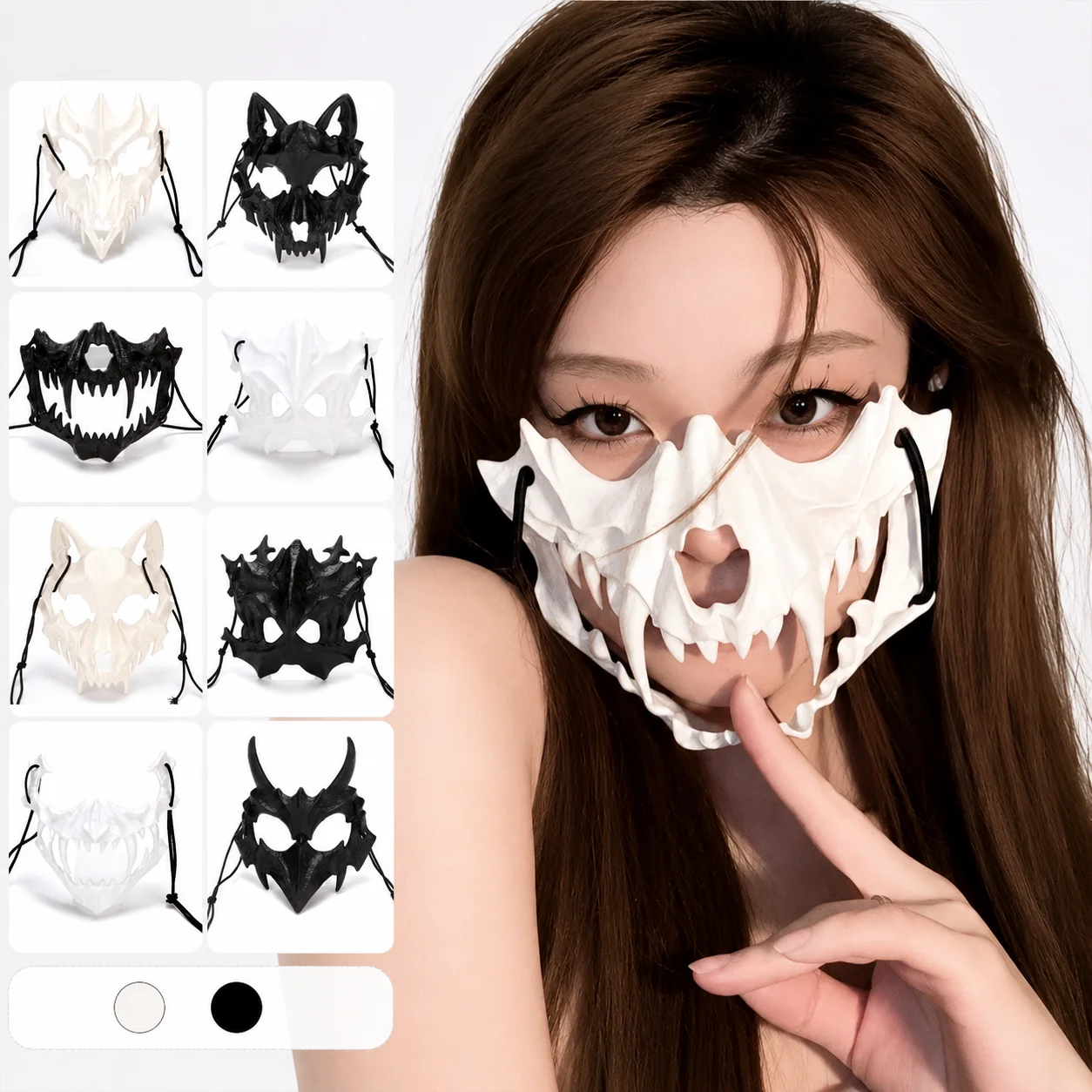 Anime Gothic Half Face Mask, Halloween Costume Mask, Dark Fantasy Cosplay Mask, Vampire Style Party Accessory