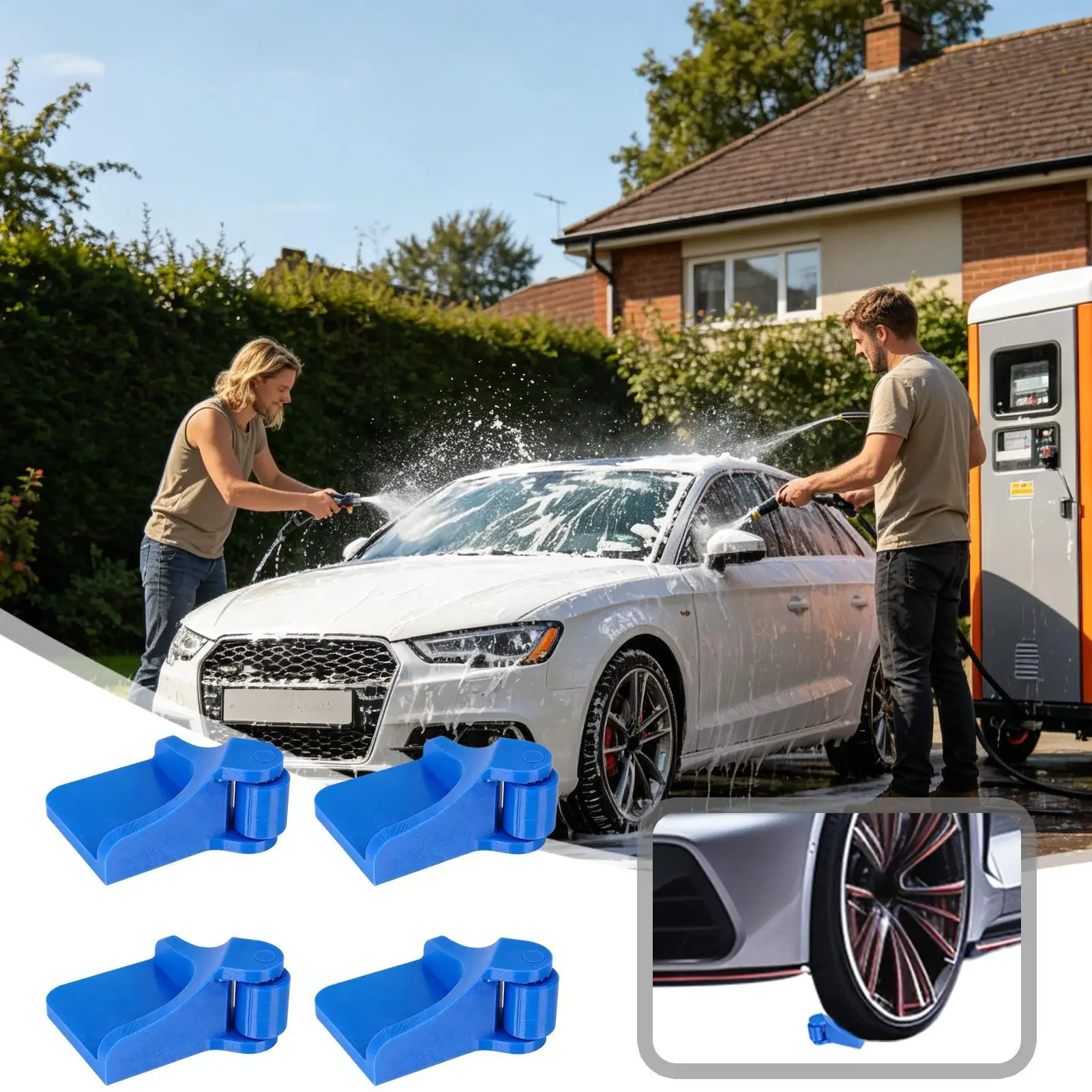 Car Tire Hose Guide 4 Pieces Vehicle Wheel Detailing Roller Tire Washing Hose Guide For Garden Garage Backyard Workshop Outdoor