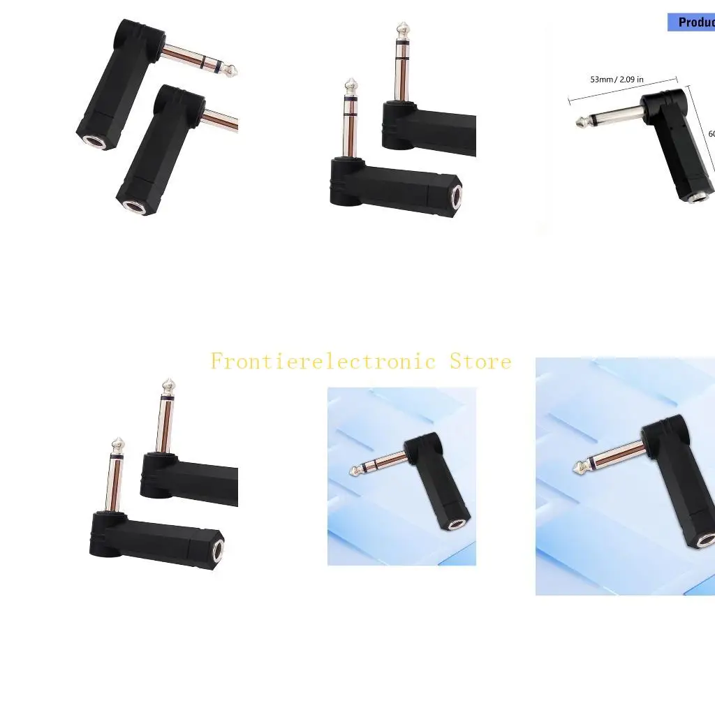 G8DB Professional 6.35mm 90Degree Audios Adapter ABS Housing with Gold Plate Contact for Clear Sound for Electric Guitar