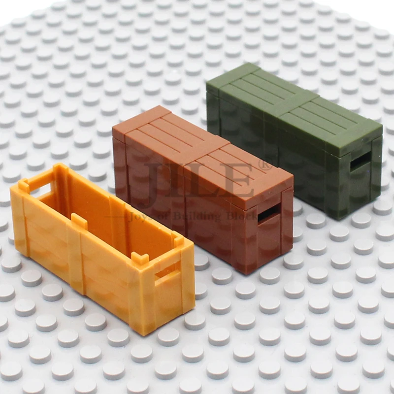 Moc-Conteneur Wisure pour blocs de construction, caisse rectangulaire en bois 2x6, briques de bricolage, vue sur la rue de la ville, jouets d'assemblage compatibles, 10 pièces