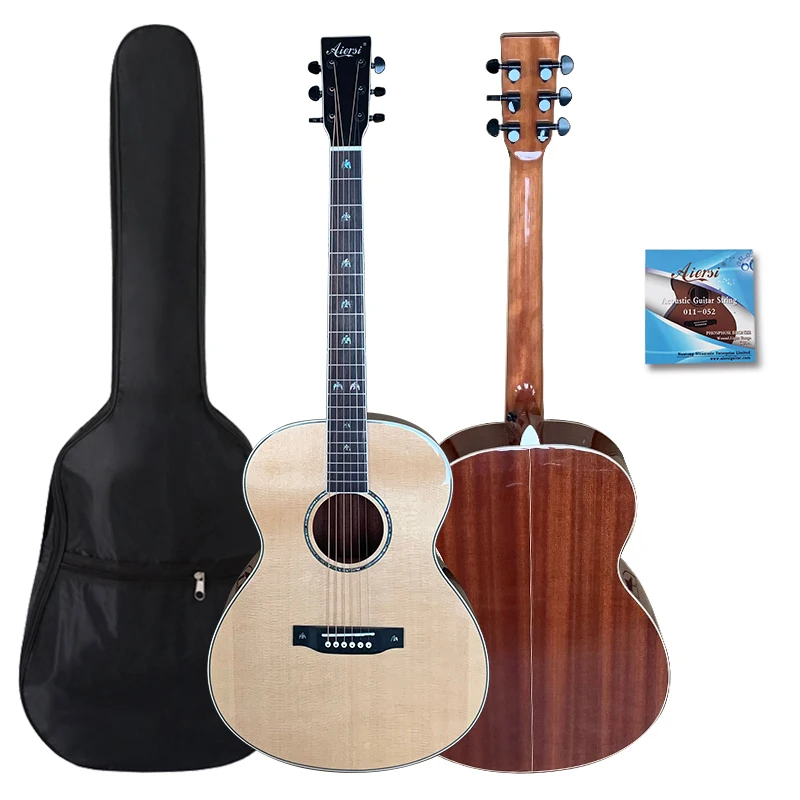 Finitura lucida Cina realizzata su misura OEM ODM bel suono SJ Style Aiersi marca chitarra acustica in legno di palissandro con corde in acciaio
