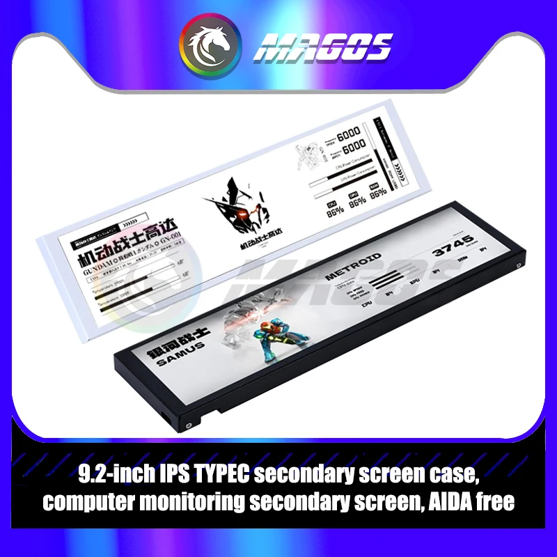 Turing-Smart Computer Case 9.2'' IPS Display Screen Type-C, PC Gamer Cabinet Monitor Monitoring AIDA 64 freely, Black/White