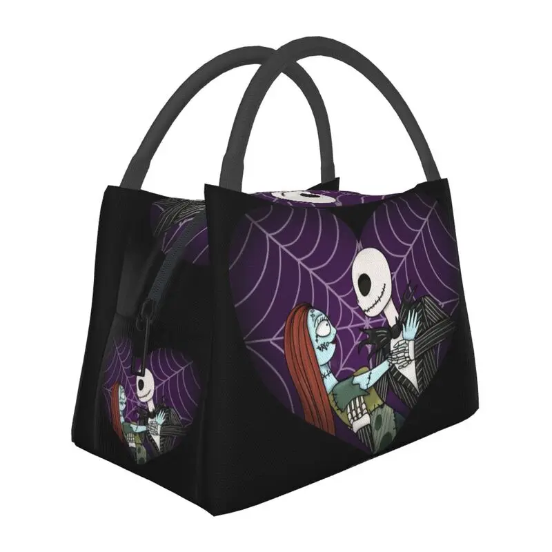 

Jack Skellington Sally Insulated Lunch Bags for Women The Nightmare Before Christmas Portable Cooler Thermal Bento Box Hospital