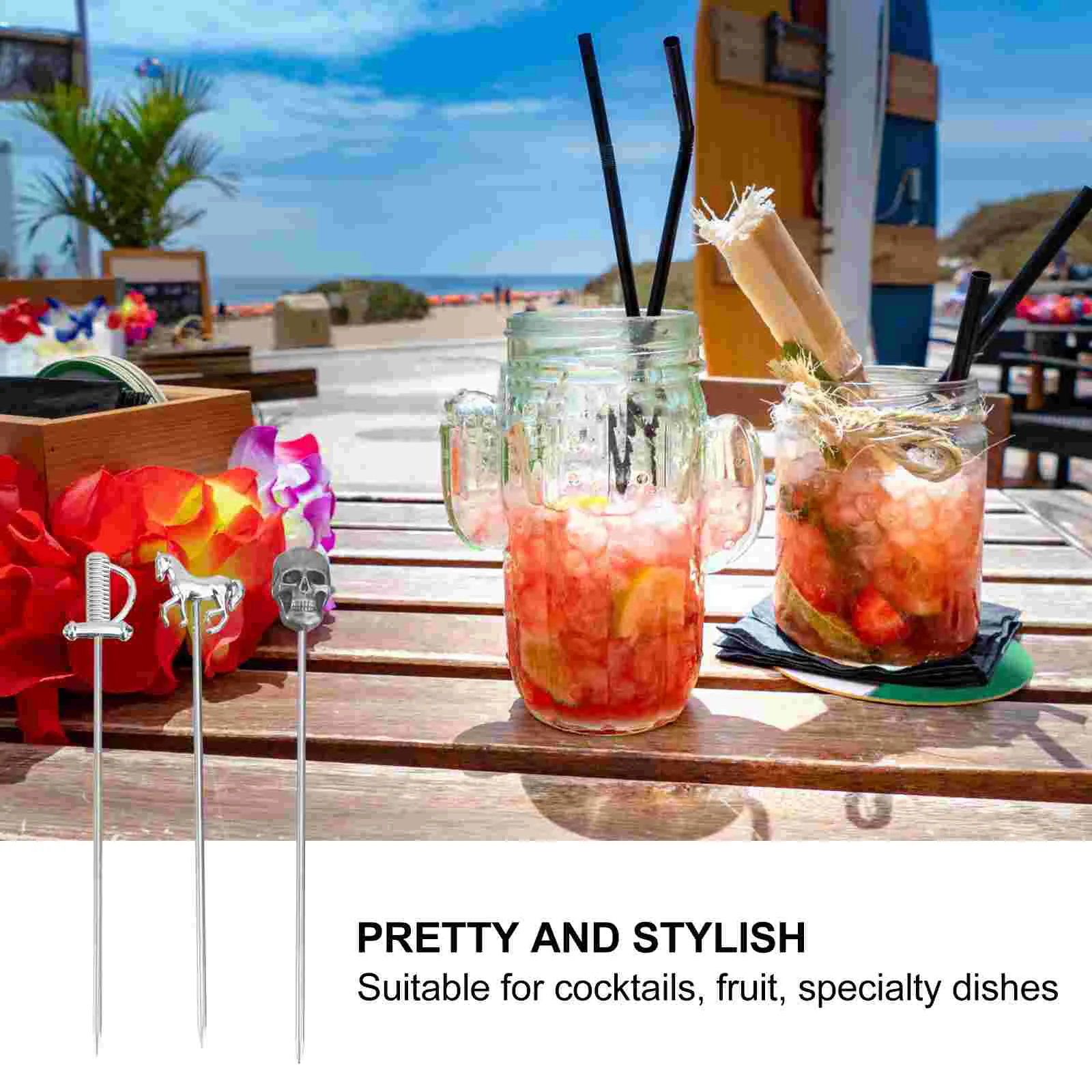Cocktail Skewers Picks Garnish Mary Stick Drink Toothpicks Appetizer Sticks Olives Appetizers Stainless Steel Martini Set