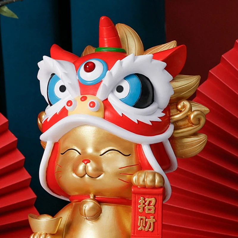 Forbidden City Lion Dance Resin Home Decor, Store Opening Gifts, Practical and Wealth, Cultural B [Laa259]