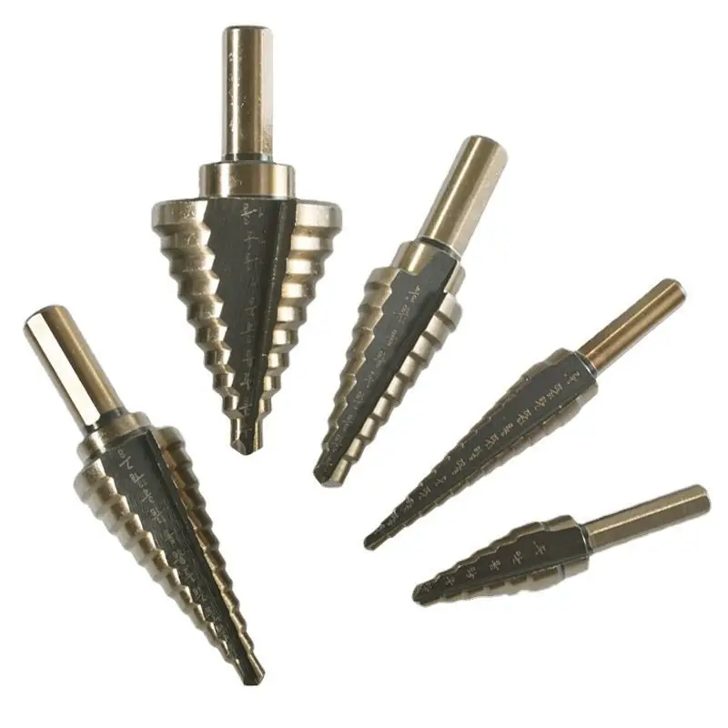 6Pcs Imperial HSS Step Drill Bit Set with Aluminum Storage Box Hex Shank Pagoda Drill for Metal Wood Plastic Hole Drilling