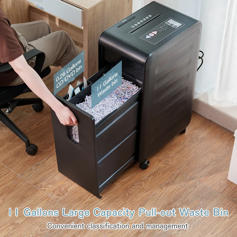 42L Industrial Paper Shredder P4 22 Sheets Non-stop Cross Cut CD Manual Destroyer Device Equipment for Office Commercial Use