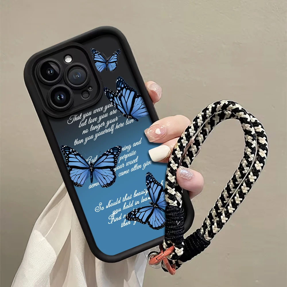 Eisblaue Schmetterlings-Schlaufen-Handyhülle für Samsung Galaxy Note 20 Ultra S25 S26 S24 Plus S24 S23 FE S23 S24 S25Ultra A56 Hülle – Detail 1