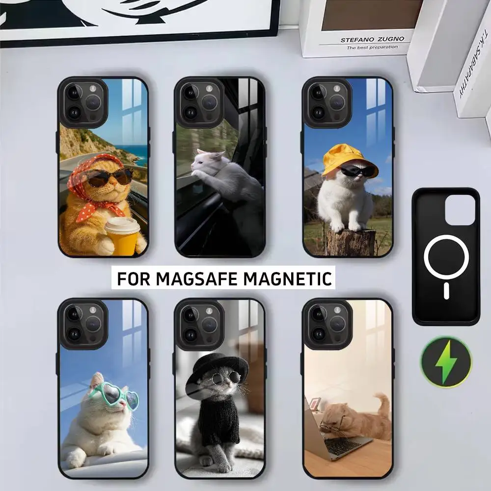 

H-Happy f-funny Cats Phone Case For iPhone17,16,15,14,13,12,11 Plus,Pro Magnetic with Magsafe Wireless Charging