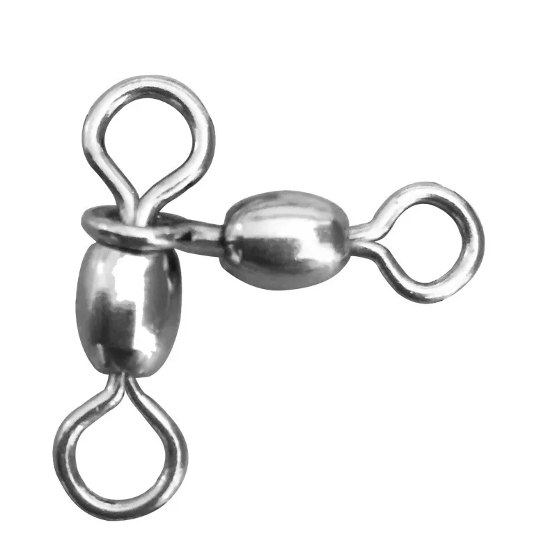 100pcs Rolling Swivel 3 way Fishing Connector Copper Stainless Steel Carp Fishing Accessory Snap Fishhook Lure Ring Tackle Pesca