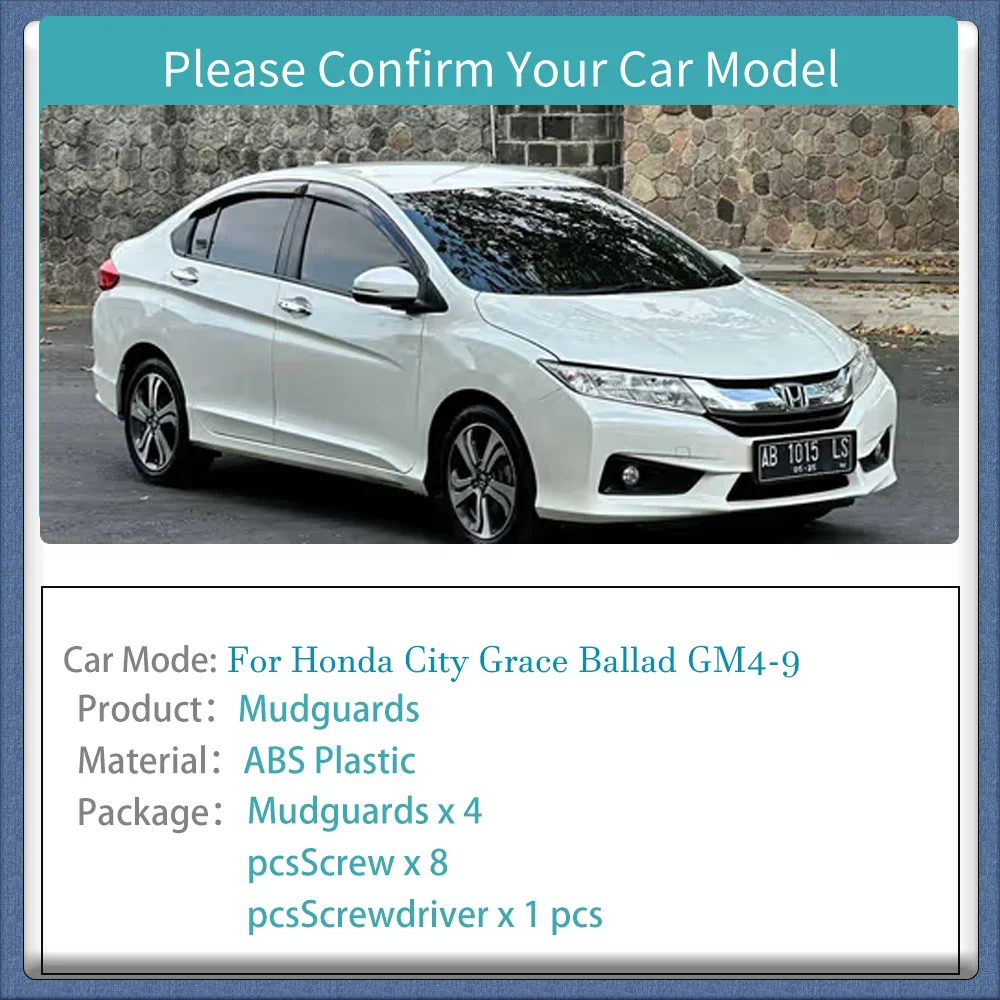 For Honda City Grace Ballad GM4-9 2013~2020 2014 Car Wheel Mudguard Flap Mud Skin Cover Guards Fenders Splash Parts Accessories