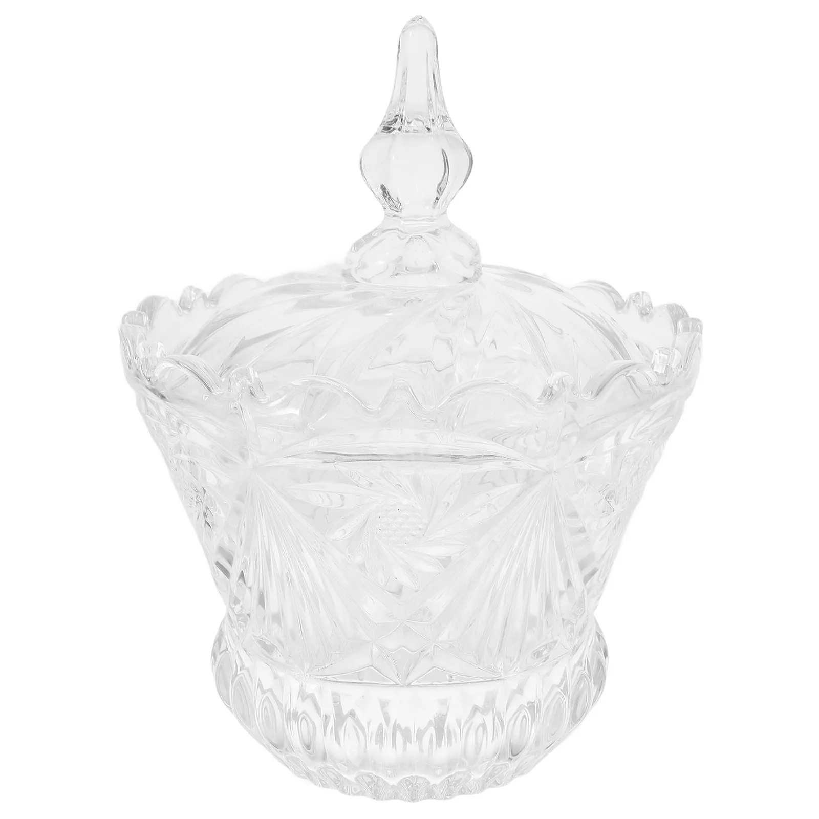 

Clear Glass Candy Dish with Lid Elegant Decorative Bowl Jewelry Box Wedding Jar Food Biscuit Container