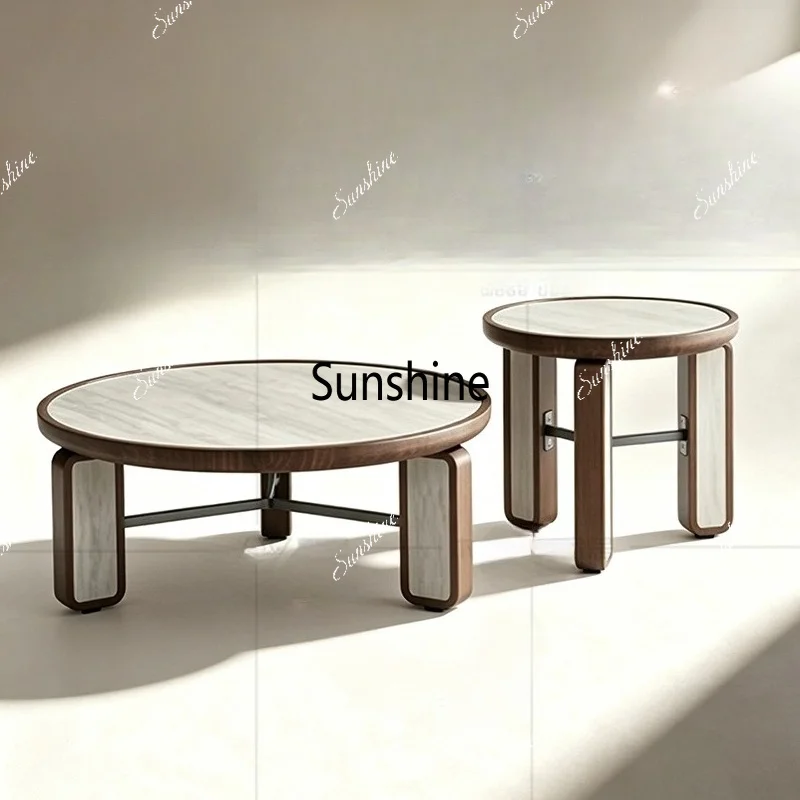 Large and small apartment shape round simple coffee table combination