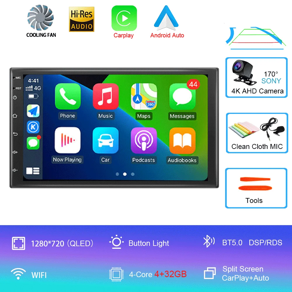 Universele 7 "autoradio GPS 2 din Android 15 Auto Carplay voor Volkswagen Nissan Hyundai Toyota multimediaspeler