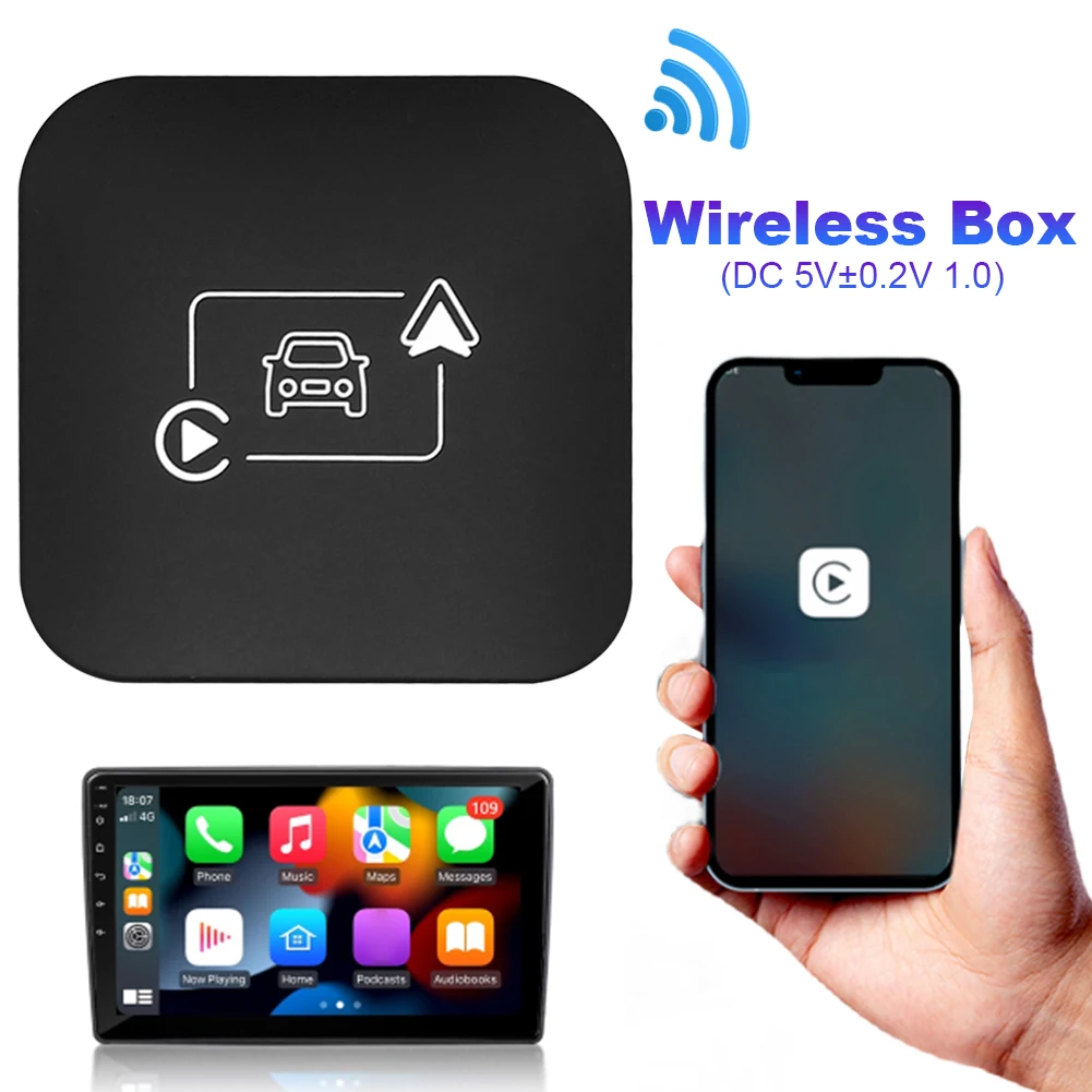 Wireless CarPlay Android Auto Mini Box Dongle BT WiFi Wireless Adapter Plug and Play for Factory Wired CarPlay Android Auto Cars
