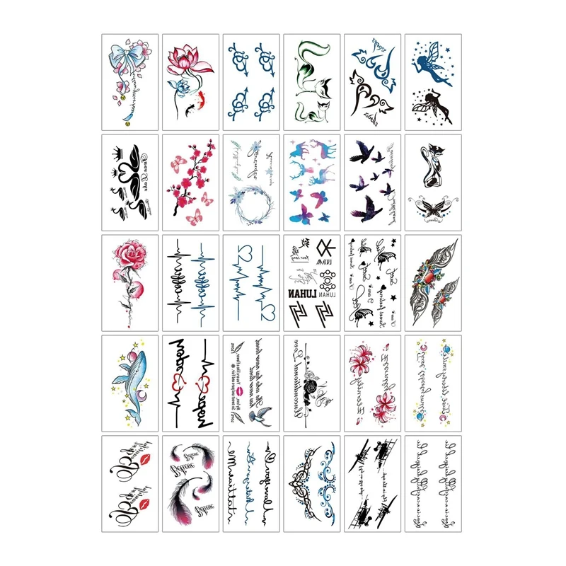 30Pcs/Set Sexy Dark Temporary Tattoo Sticker Waterproof Temporary Tattoo Fake Tattoo Sticker