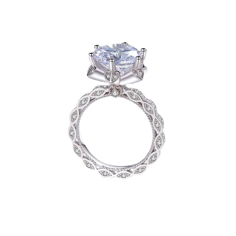 Soft Honey Snow Bud Ring for Women, PT950 Platinum with 5 Carat Moissanite, bring snug and skin-friendly wearing experience. - view 5