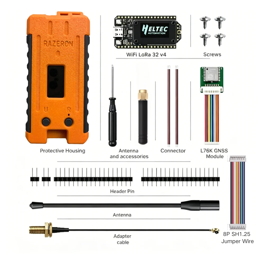 Meshtastic MeshCore Node Heltec V4 V4.3 Enclosure Case LoRa 28dBm WiFi BLE GPS IoT Kit