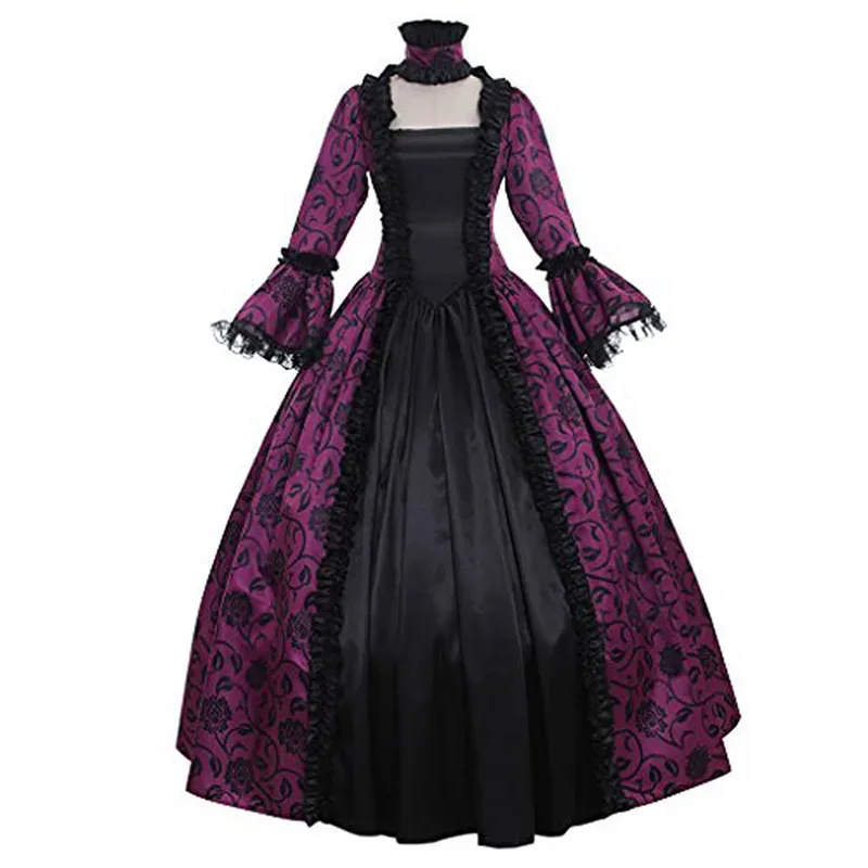 European Medieval Renaissance for Women Elegan Court Cosplay Costume Carnival Vintage Long Sleeve Princess Ball Gown Dress ff,mc