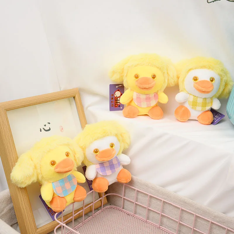 

New cute cartoon duckling doll pendant bib duck plush toy pretty keychain fashione backpack accessories soft decorate gift