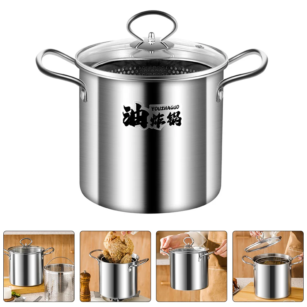 Fry Pan Basket Convenient Cooking Pot Household Fried Frying Kitchen Supplies Fries Holder Deep Fryer Skillets