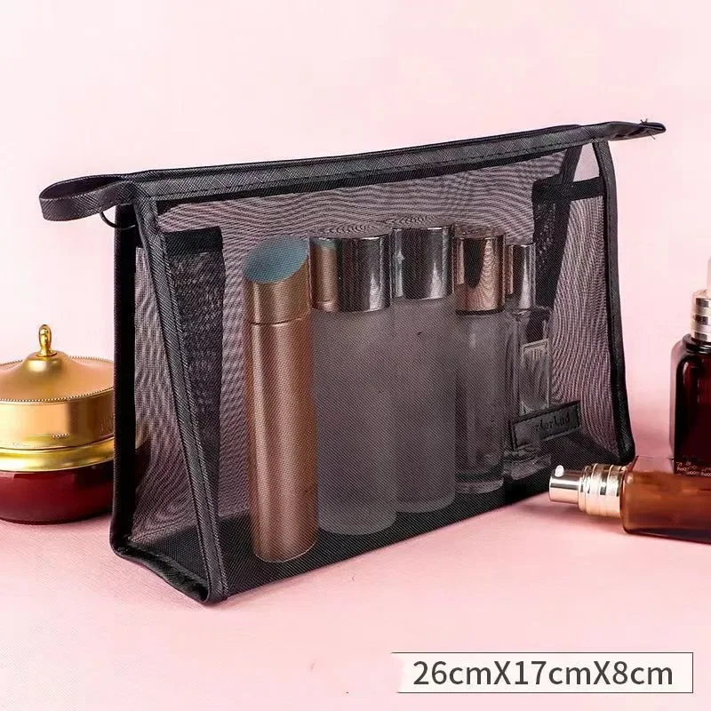 Makeup Brush Travel Case Cosmetic Toiletry Bag Organizer for Men Women Beauty Tools Mesh Dopp Kit Pouch Wash Storage Accessories