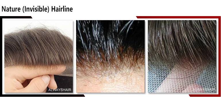 Invisible Hairline Hair System Unit for Men 0.03-0.04mm Super Thin Base Toupee Indian Human Hair Mens' Topper Wig
