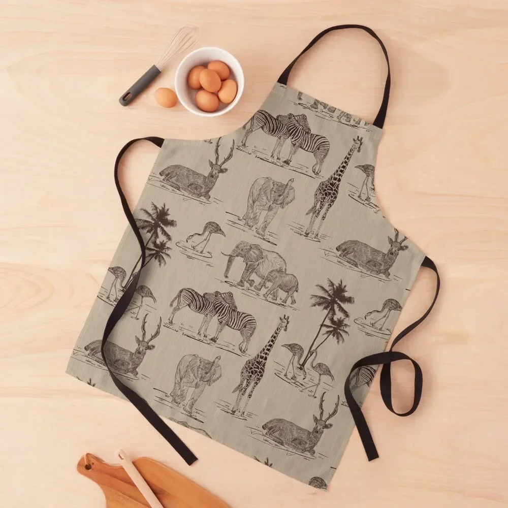 Project Safari Dark Brown And Cream Colour Apron christmas Chef Accessory Apron