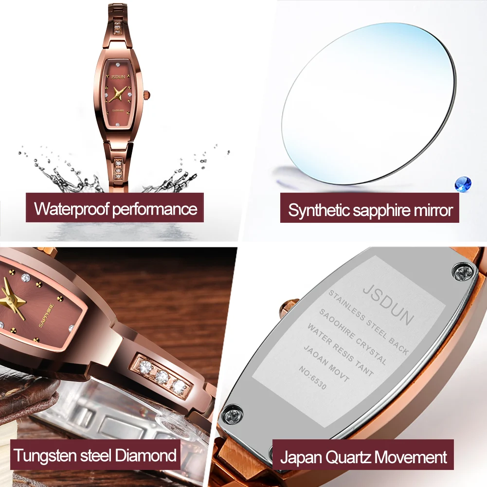 JSDUN 6530 Women Watch Luxury Imported Movement Quartz Watch HD Sapphire Waterproof Tungsten Steel Elegant Diamond Women Watch