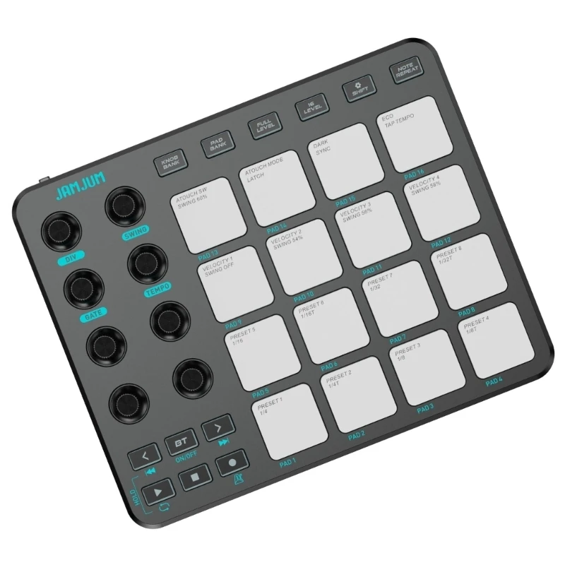 

Portable MIDI Pad Controller Backlight & Low Latency Sensitive Pads for Electronic and Performances Flexibility