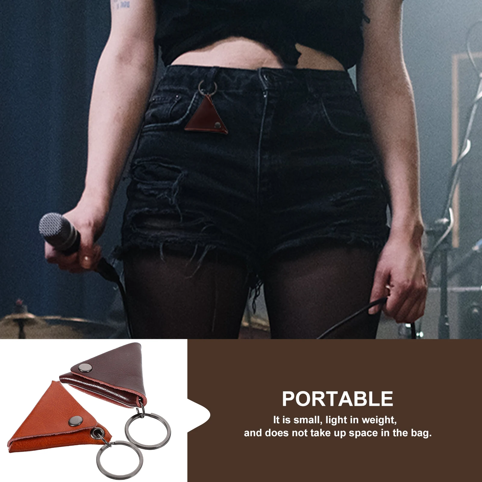 

2 Pcs Guitar Pick Bags Storage Picks Ukulele Holder Case Kaychain Electric Accessories