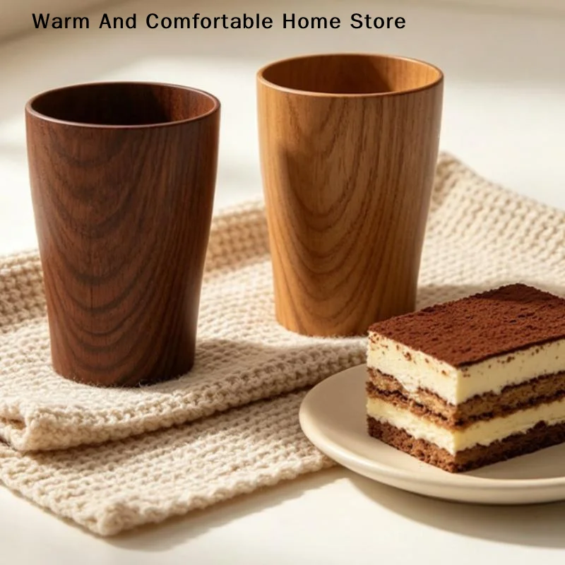 【W】230ml Imitation Wood Grain Handmade Water Coffee Mug Cup Tea Beer Juice Milk Mugs Drink Cups Coffee Beer Mug Retro Gift