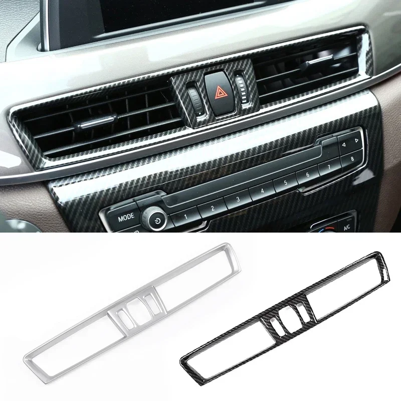 For BMW X1 X2 F47 F48 16-21 Carbon Fiber Color Center Front Air Condition A/C Vent Outlet Frame Trim Car Interior Accessories