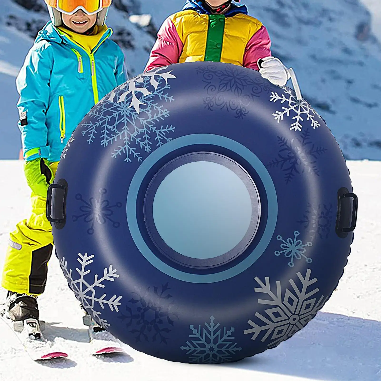 

43.3inch Snow Tube Cold-Resistant Inflatable Float Heavy Duty Sleds Winter Snow Adventure Travel Explore Race Party