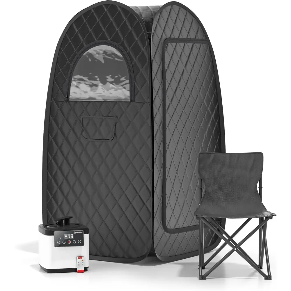 Portable Sauna - Premium Home Sauna Pod Incl1000w 2.2L Steamer, Chair & RGB LED Light - Indoor Sauna Tent for Stress Relief