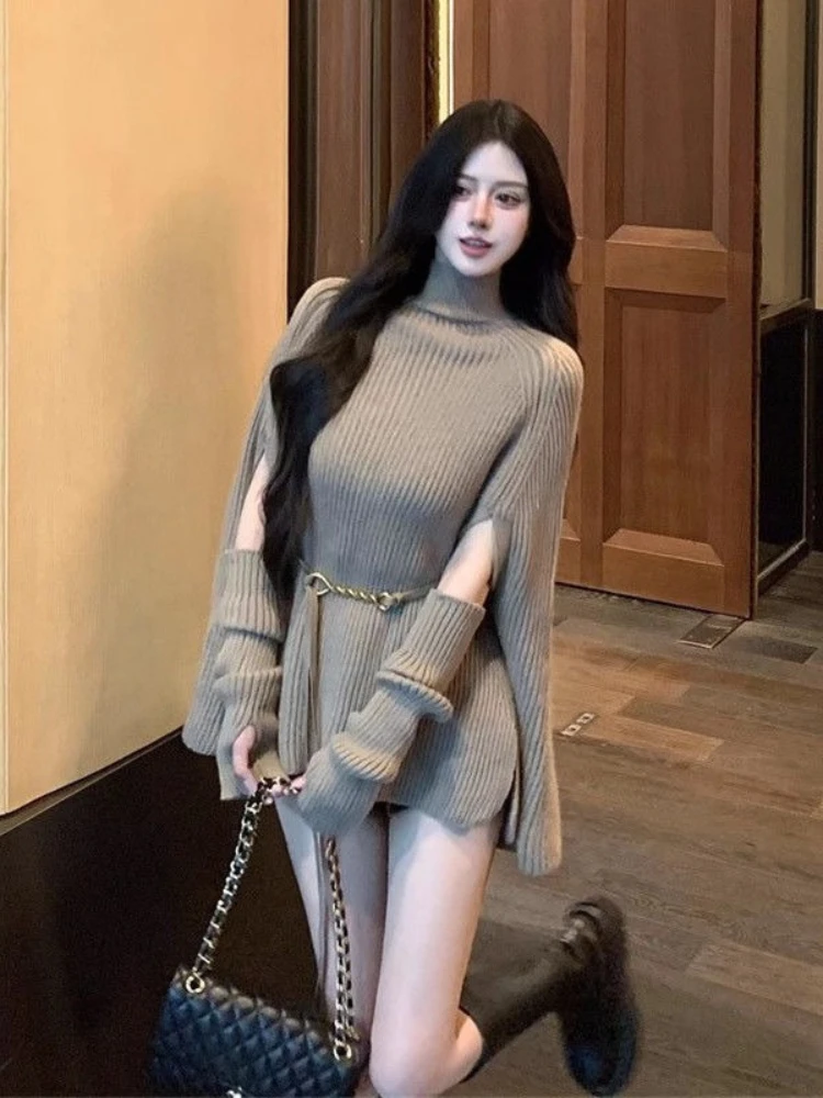 Pull à Base tricotée élégant pour femme, cape en cachemire haut de gamme coréenne, chaud et externe, nouvelle mode automne et hiver