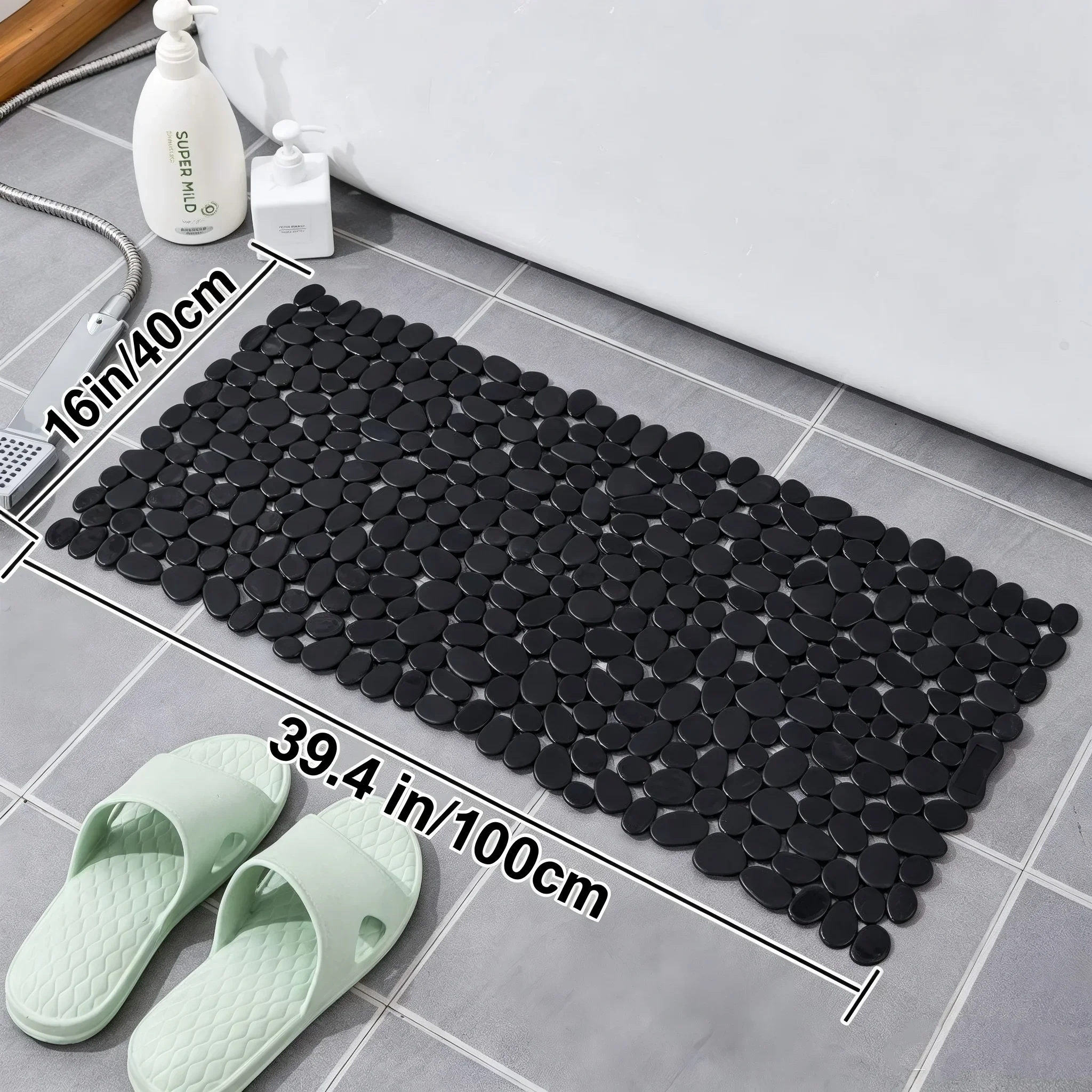미끄럼 방지 조약돌 샤워 매트, 40x100cm, 빠른 - Quick Dry Diatomite Bath Mat 리뷰 및 가격