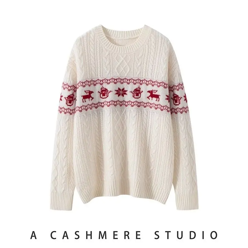

Cisas Aosphere Knitted Loose Ne Sweater round Ne Tassel Warmth Winter Casual Polyester Fiber Long Sve Men's Top