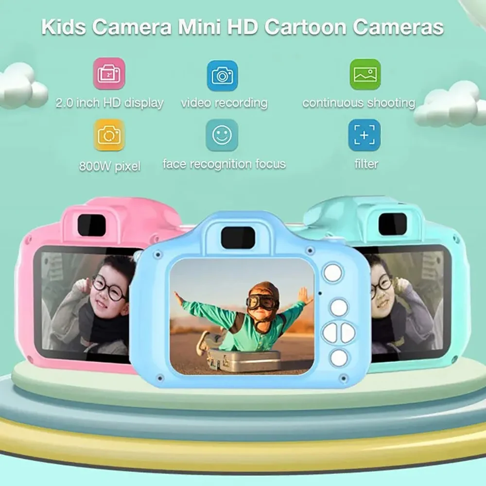 HD Mini Digital Kids Camera X2 Children Camera Can Take Pictures Video Small Camera Photography Children Birthday Gift Kids Toys