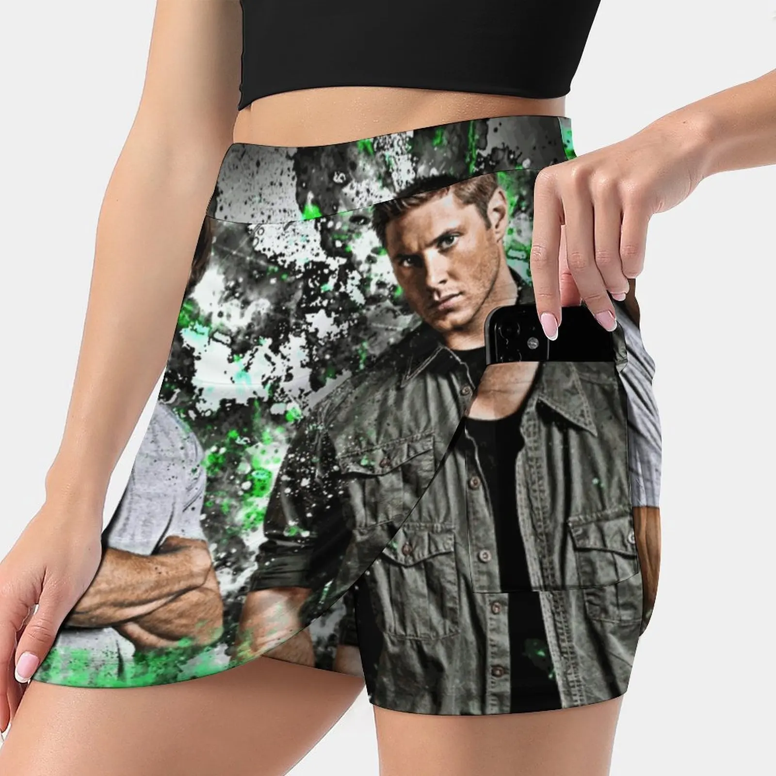 

Sam And Dean Winchester Supernatural Women's skirt With Pocket Vintage Skirt Printing A Line Skirts Summer Clothes Dean Sam