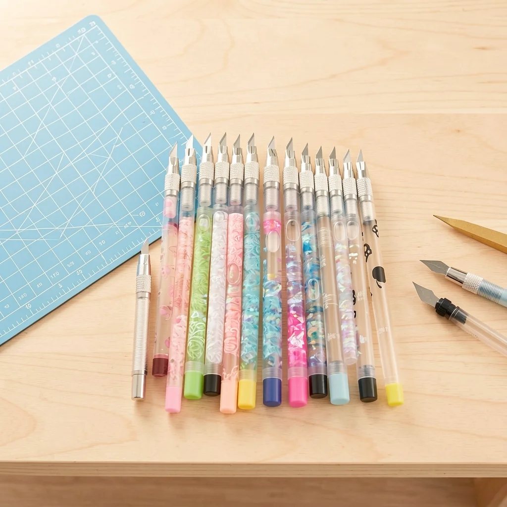 Cute Quicksand Precision Craft Pen Knife Aesthetic Liquid Paper Cutter DIY Scrapbooking Utility Knife School Stationery Tool