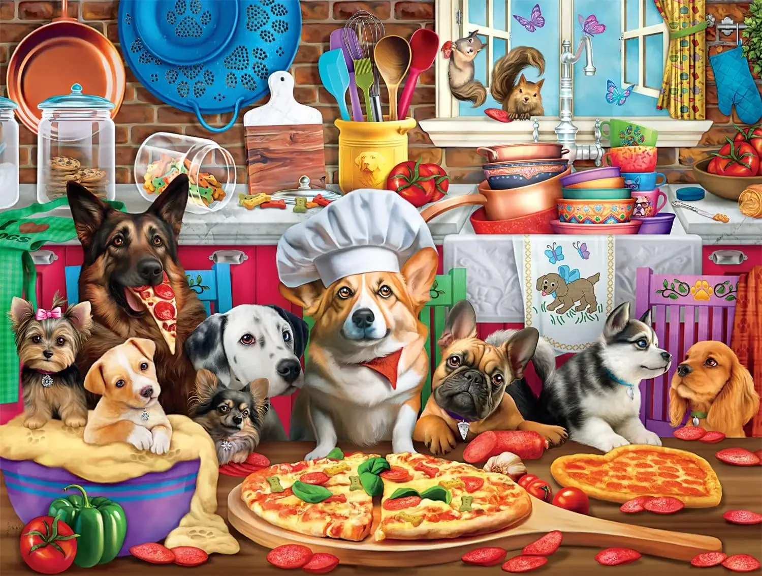 

Time Pups Wooden Puzzle Pizza Adult Jigsaw Puzzle Hight Diffcult Challenging Bedrom Living Room Decor Birthday Holiday Gifts