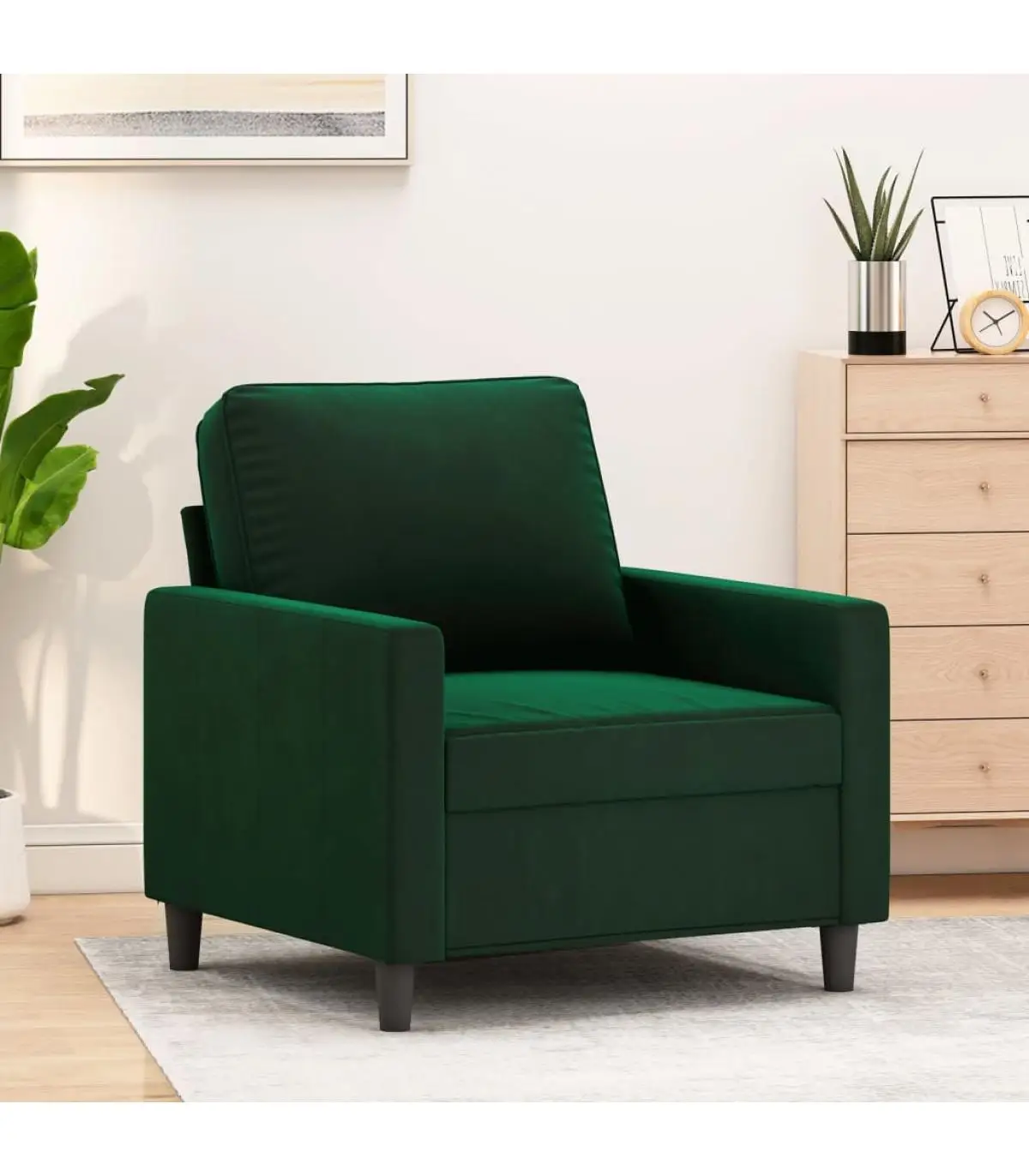 Dark green velvet sofa armchair 60 cm