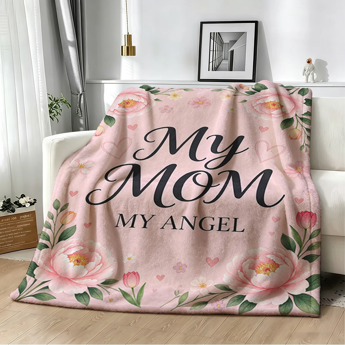 Mum Thanks Sunflower Yellow Warm Flannel Fleece Blanket Thick Soft Cozy Throw Blanket for Winter Bed Couch Plush Bedspread