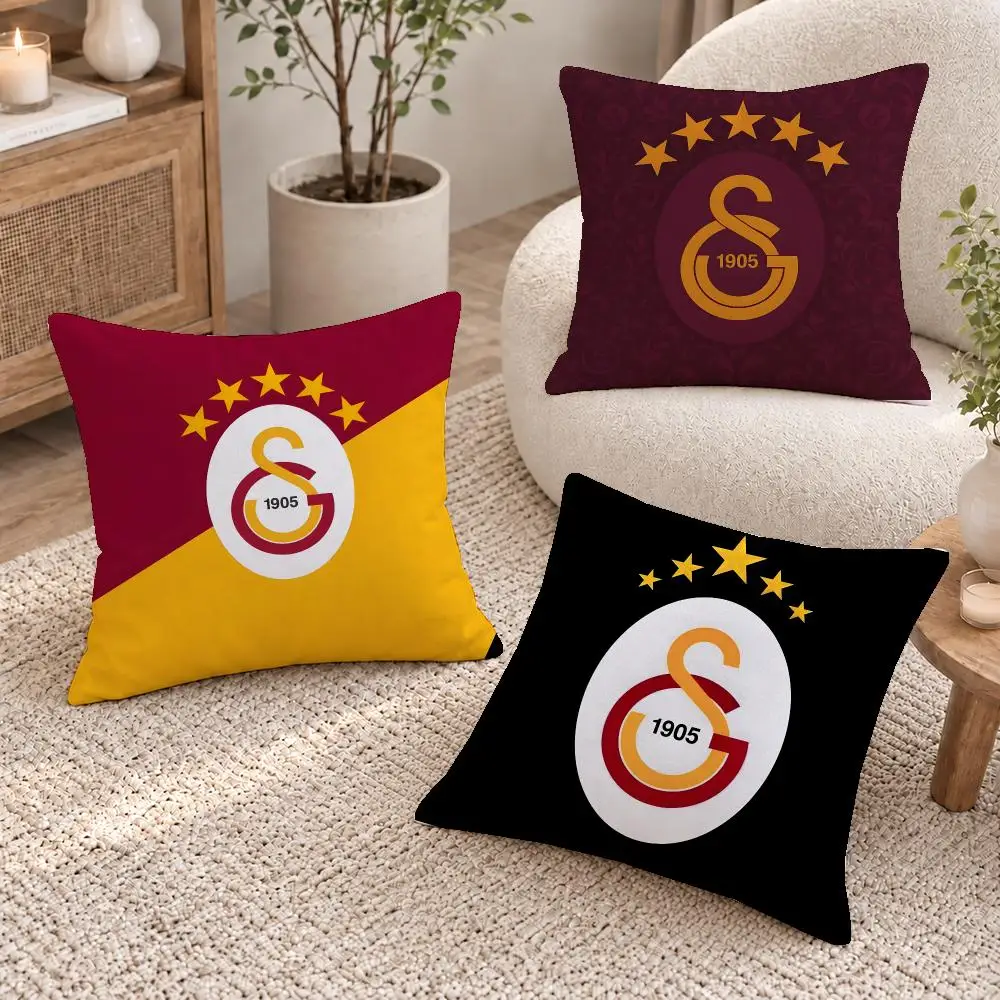 Elite Team Galatasaray S.K. Cushion Cover Short Plush Pillow Cover, Washable Wrinkle-Resistant for Sofa Bedroom Decor Gift